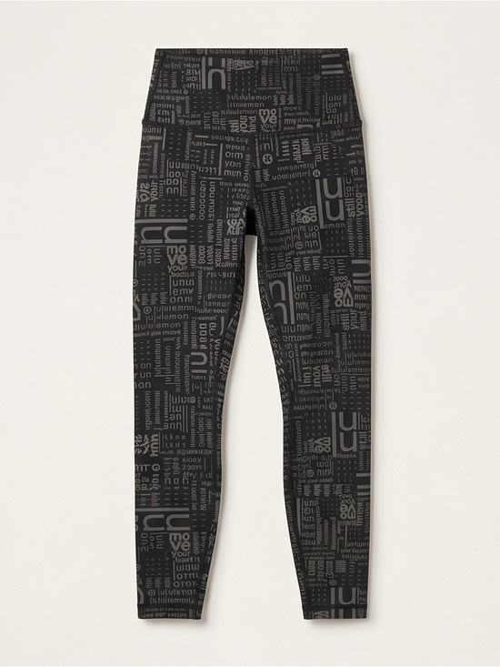 lululemon athletica Pants - lululemon black and light-gray Allover Logo Print Leggings